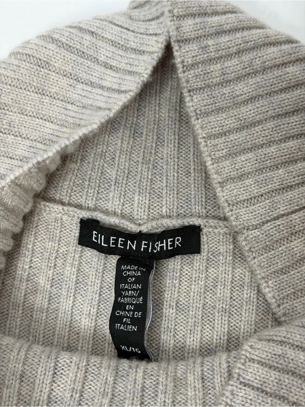 Eileen Fisher Merino Wool Turtleneck Top sweater sea salt / light gray
